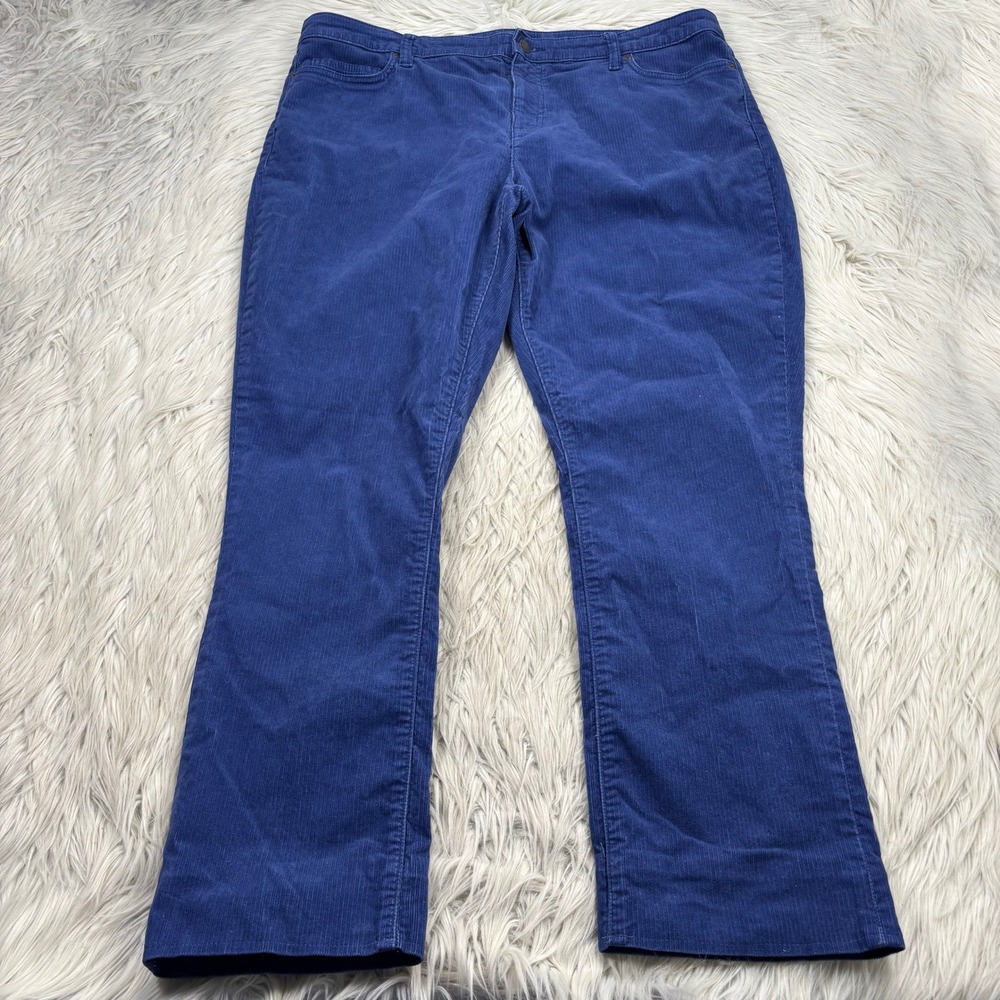 Lands' End Women's 18 Blue Mid Rise Straight Leg Corduroy Pants Classic